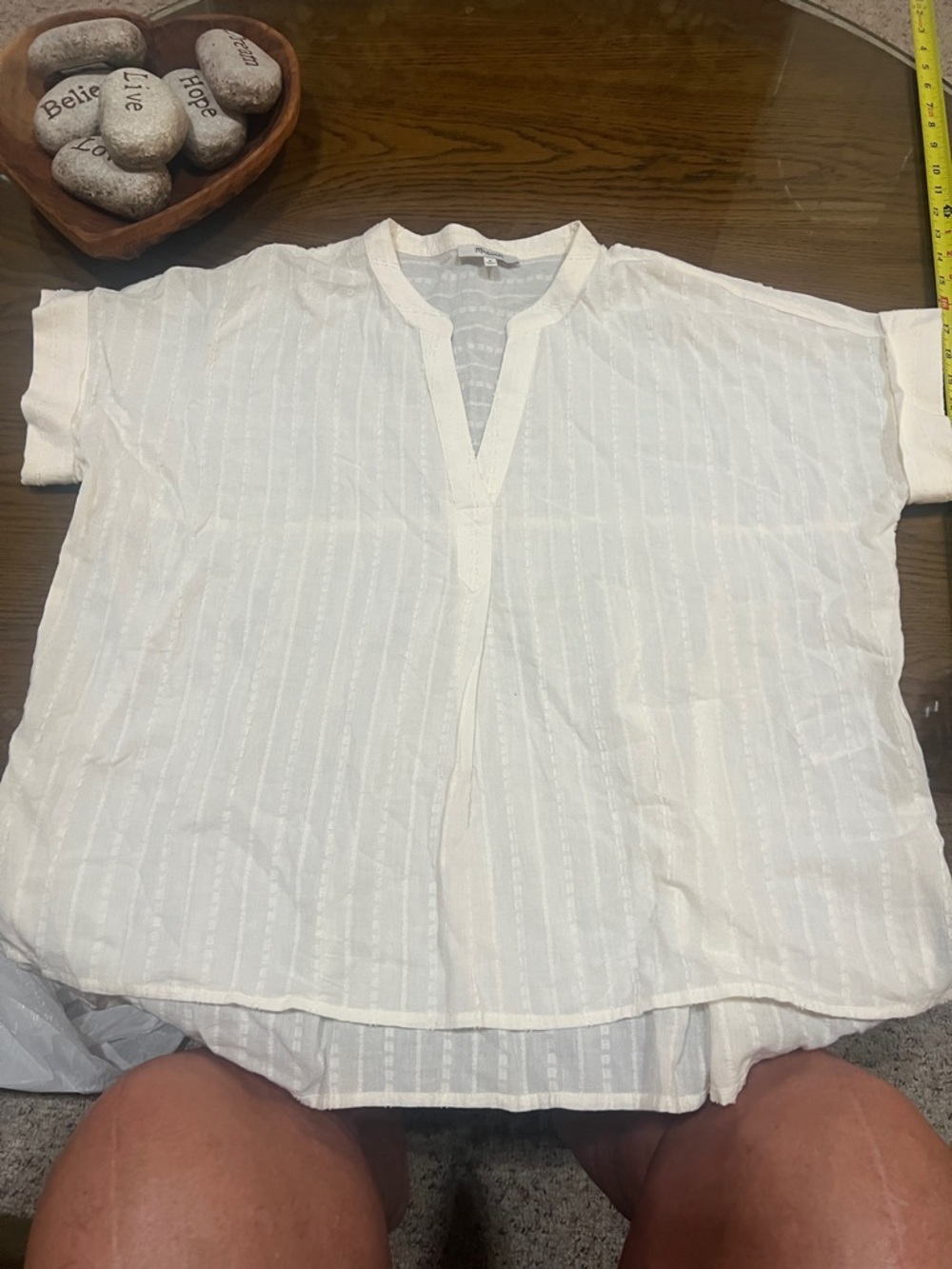 Madewell White Short-Sleeve lightweight  cotton Textured Shirt